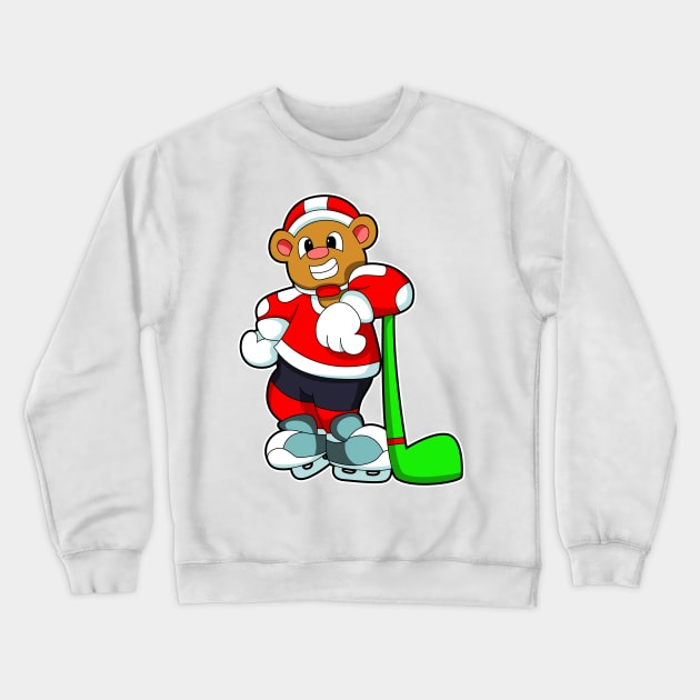 Bear at Ice hockey with Ice hockey stick Crewneck Sweatshirt by Markus Schnabel